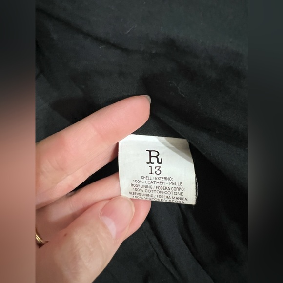 R13 black leather motorcycle jacket S - Picture 7 of 9